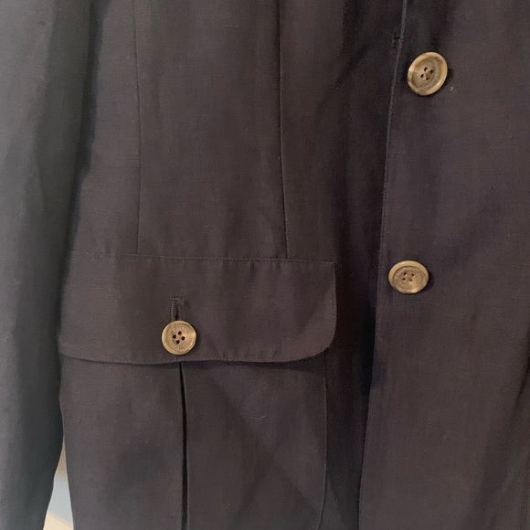 Ralph Lauren Silk & Linen Navy Blue padded Shoulder Blazer - Picture 3 of 7